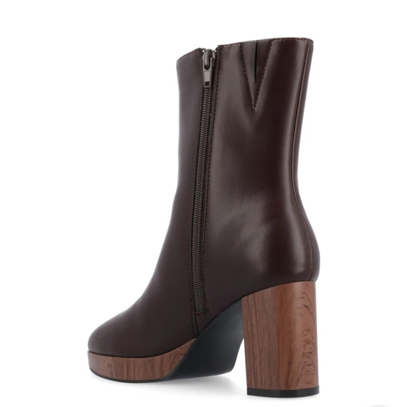 *New* Journee Romer Brown Leather Ankle Boots Size 12 - Picture 3 of 6